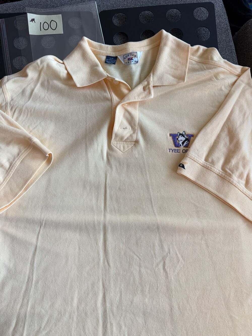 Cutter & Buck Tyee Open Polo Shirt Size L Yellow Cotton